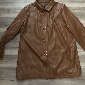 Faux leather shacket